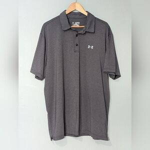 Under Armour HeatGear Loose-fit Striped Polo‎ Shirt Grey Black Casual Golf
